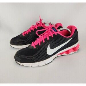 Nike Reax Run 9 Womens Size 11 Running Shoes 653612-001‎ Black Hot Pink Sneakers